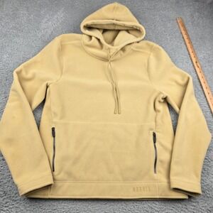 NOBULL Mens Polar Fleece Hoodie Yellow Tan Pullover Zip Pockets Size M